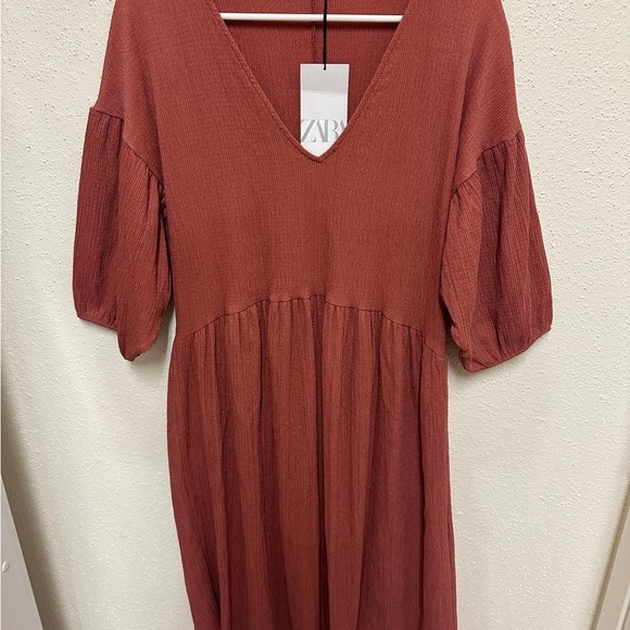 NWT Zara Textured Weave Dress Dusty Rose Size S - Picture 10 of 10